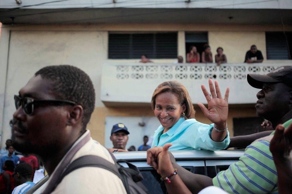 Maryse Narcisse in a street of Port-au-Prince, Haiti, 17 November