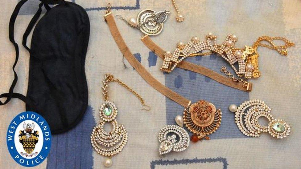 The haul of jewellery discovered by police