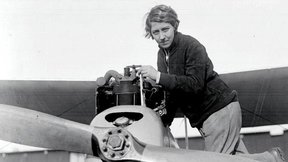 Amy Johnson by aeroplane