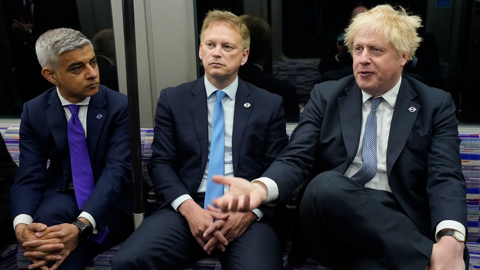 Sadiq Khan, Grant Shapps and Boris Johnson (left to right)