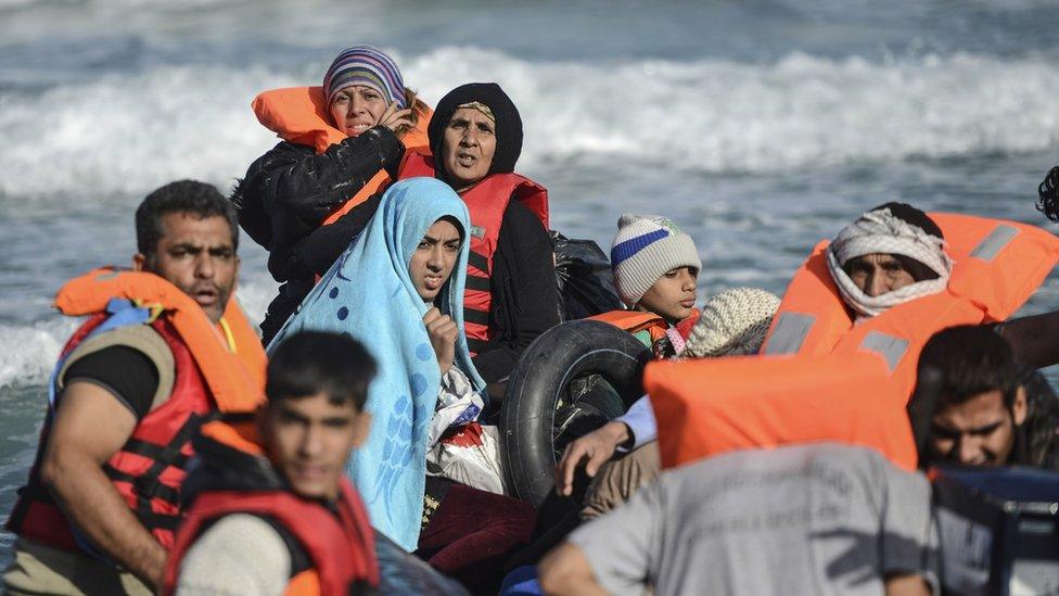 Newly-arrived migrants in Chios, Greece, 3 Nov 15