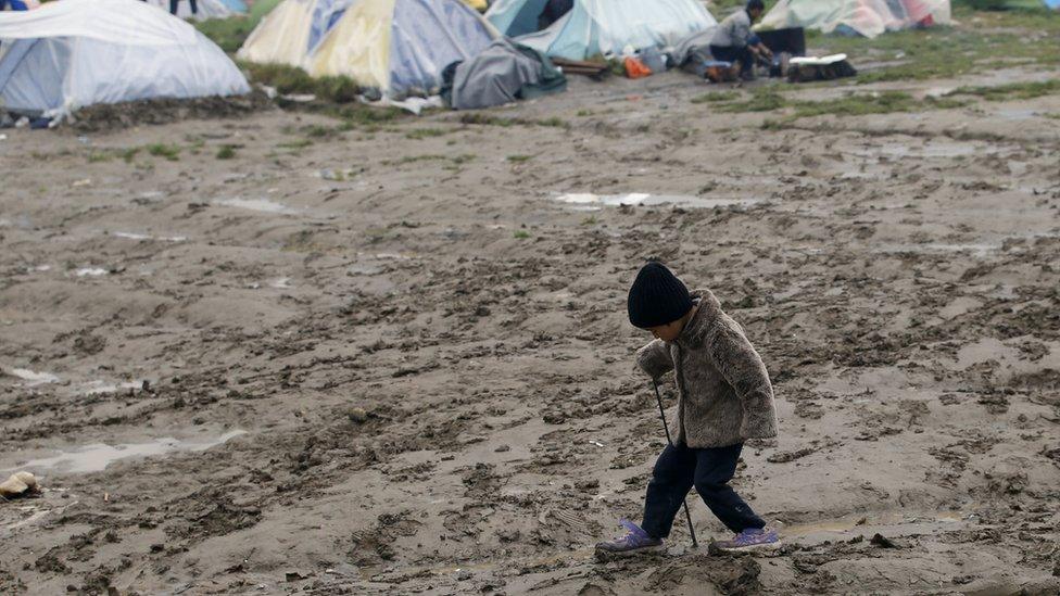 Child at refugee camp in Greece