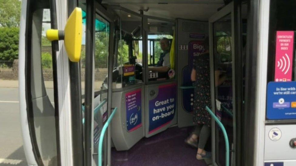 Bus with door open