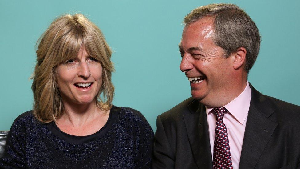 Nigel Farage and Rachel Johnson