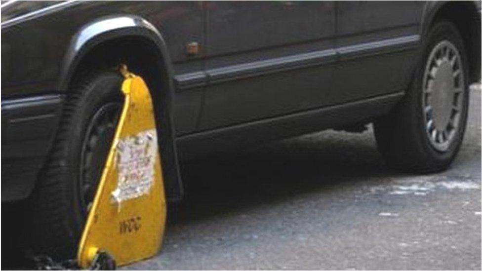 Wheel clamped