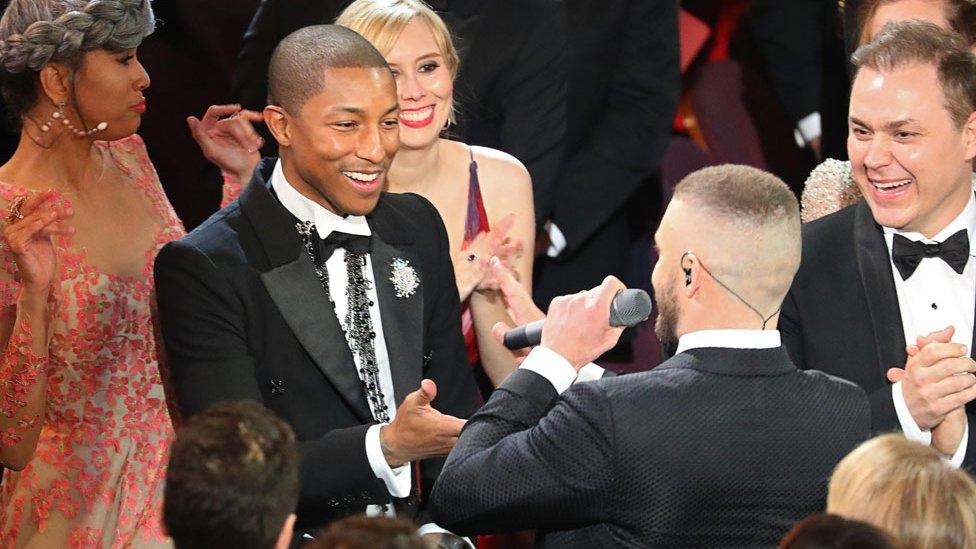 Justin Timberlake with Pharrell Williams