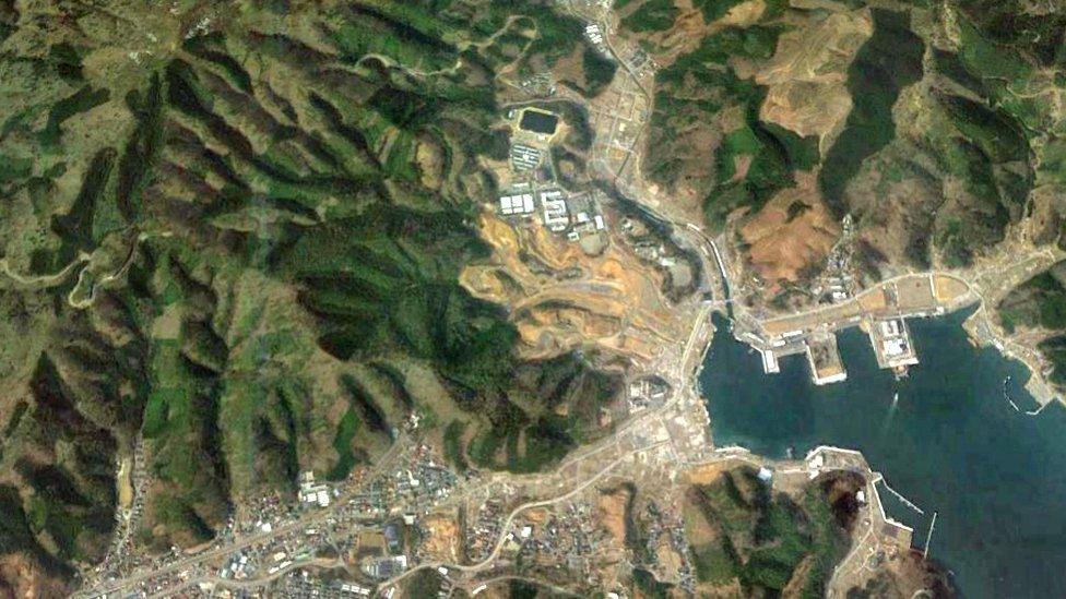 A satellite image of Onagawa shows an empty space where once there were homes and businesses (Photo: Google Earth)