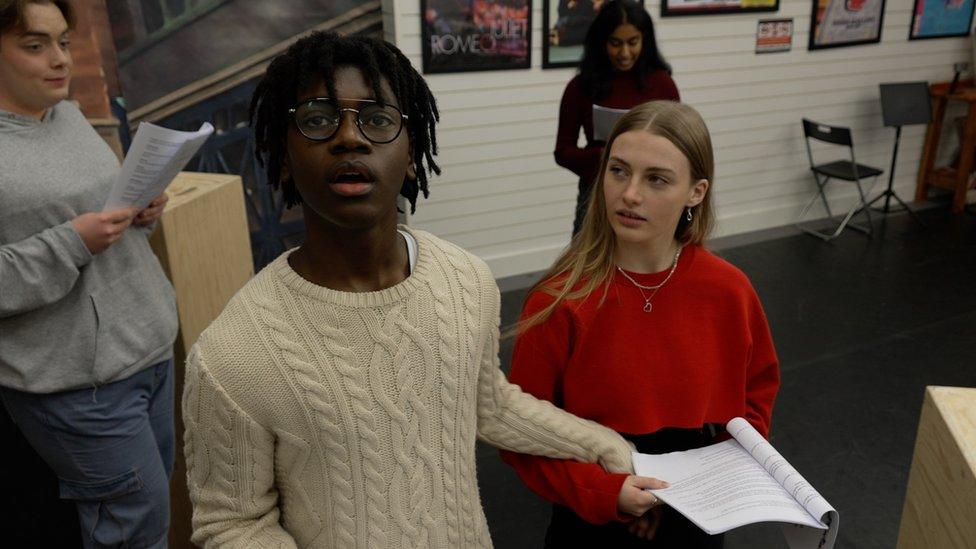 One of the RSC's selected plays was Life Goes On, which was written by 17-year old Isabella James (top right), and rehearsed here by the Silhouette Youth Theatre in Northampton