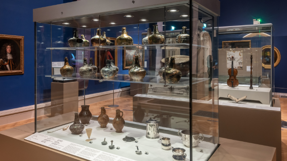 Artefacts from the Gloucester on display at Norwich Castle