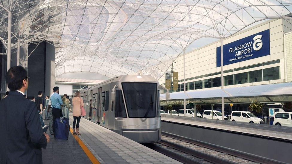 Tram Train service from Glasgow Airport artist impression