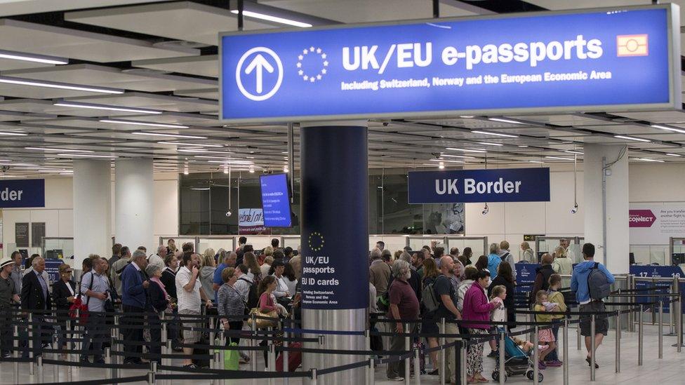 Passport control at Gatwick airport