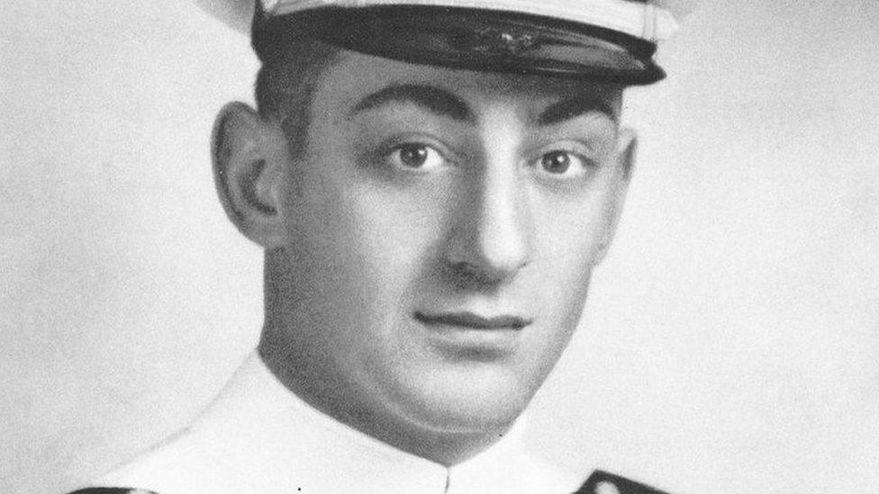 Gay rights activist Harvey Milk pictured during his time in the US Navy