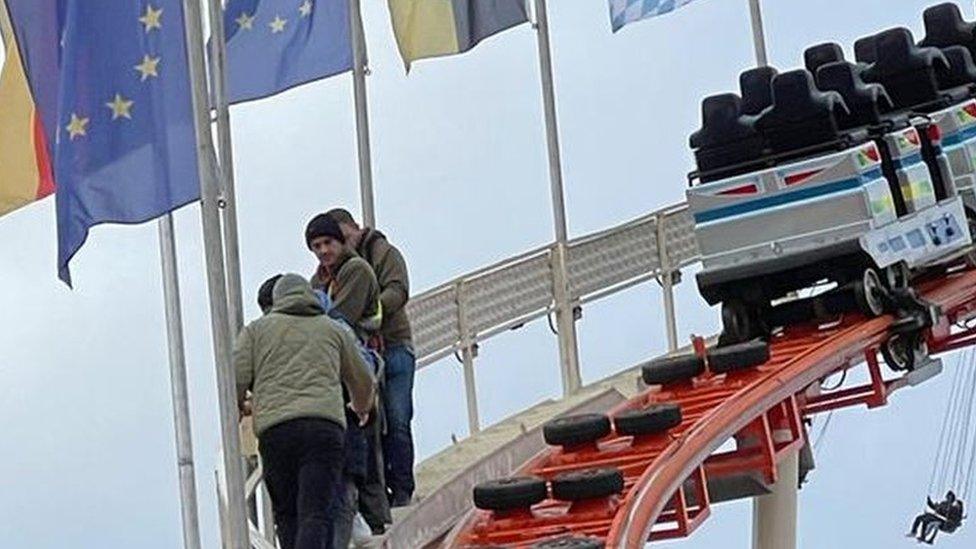 Riders were forced to walk down from the rollercoaster