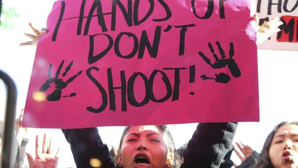 Students in San Francisco protest against police brutality and the recent killing of Mario Woods (11 December 2015)