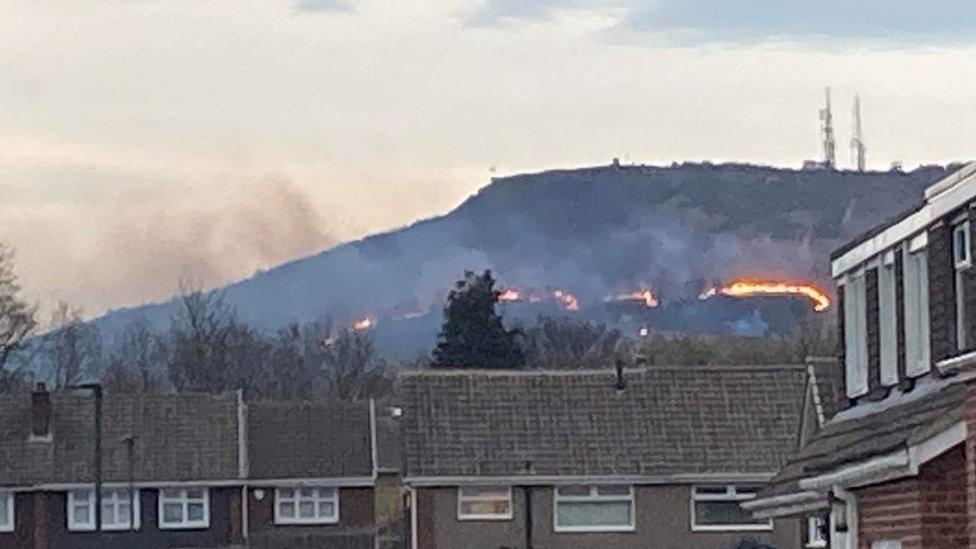 Fire scene from nearby homes