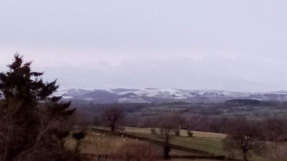 Snow on mountain in Llandrindod Wells