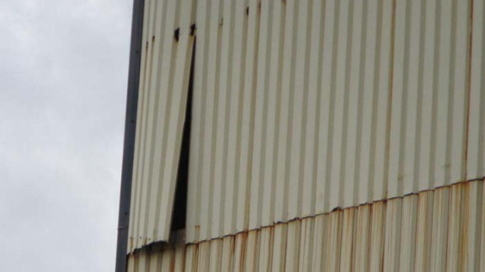 Cladding pulling away from the wall at one building on site