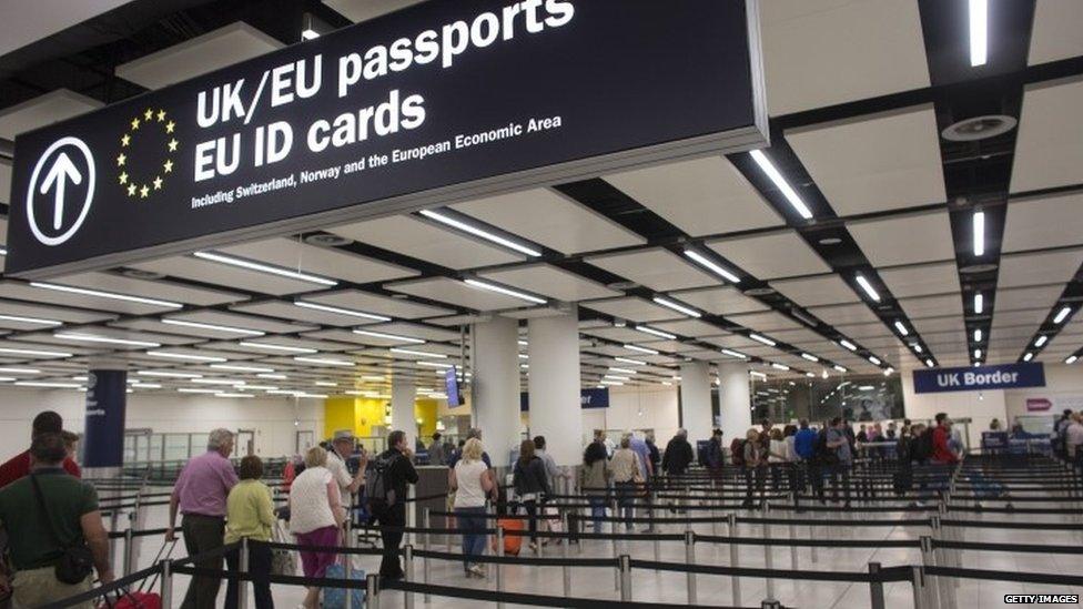 Queues for passport control at Heathrow