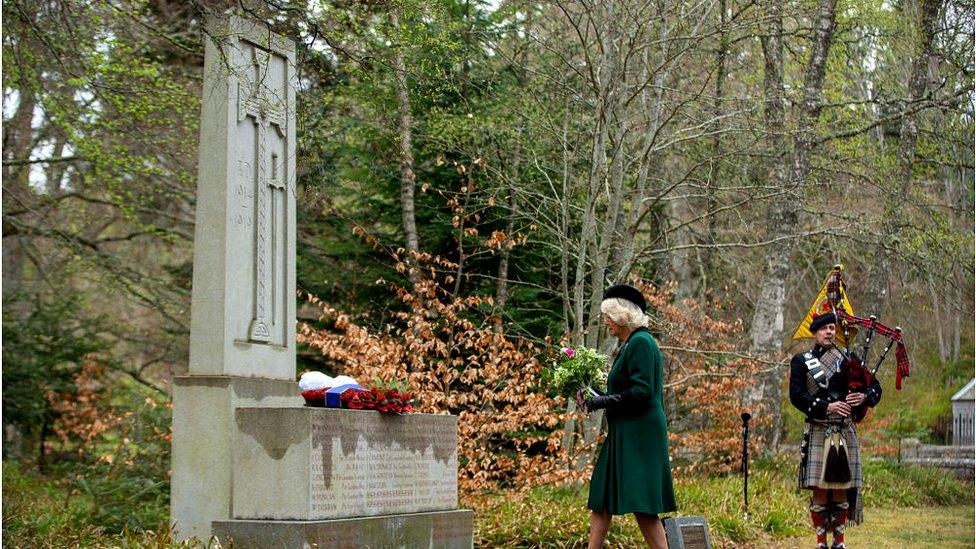 The Duchess laid flowers she had picked herself from the garden at Birkhall