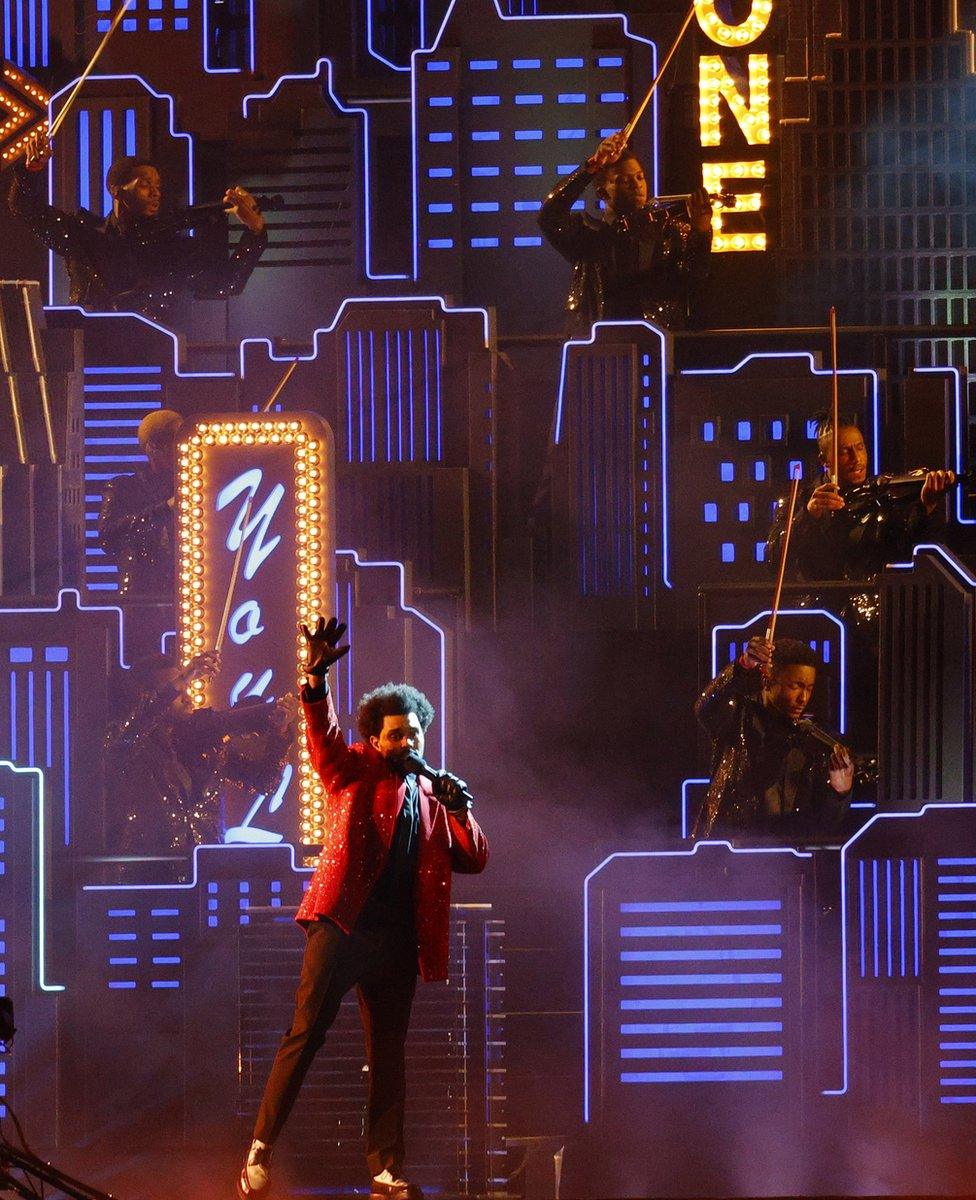 The Weeknd performs