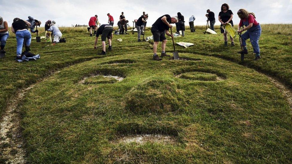 Work on the Cerne Abbas giant 2019