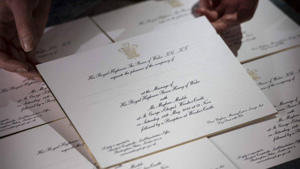 An invitation to the wedding of Prince Harry and Meghan Markle