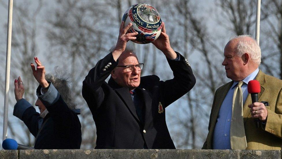 Shrovetide ball being put into play