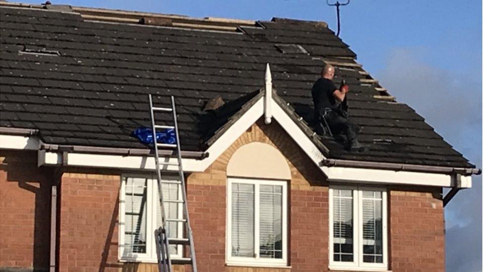 Roof in Widnes after tornado