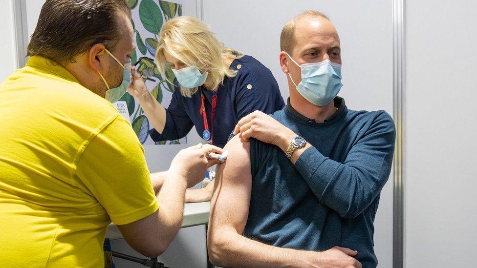 The Duke of Cambridge getting his vaccine