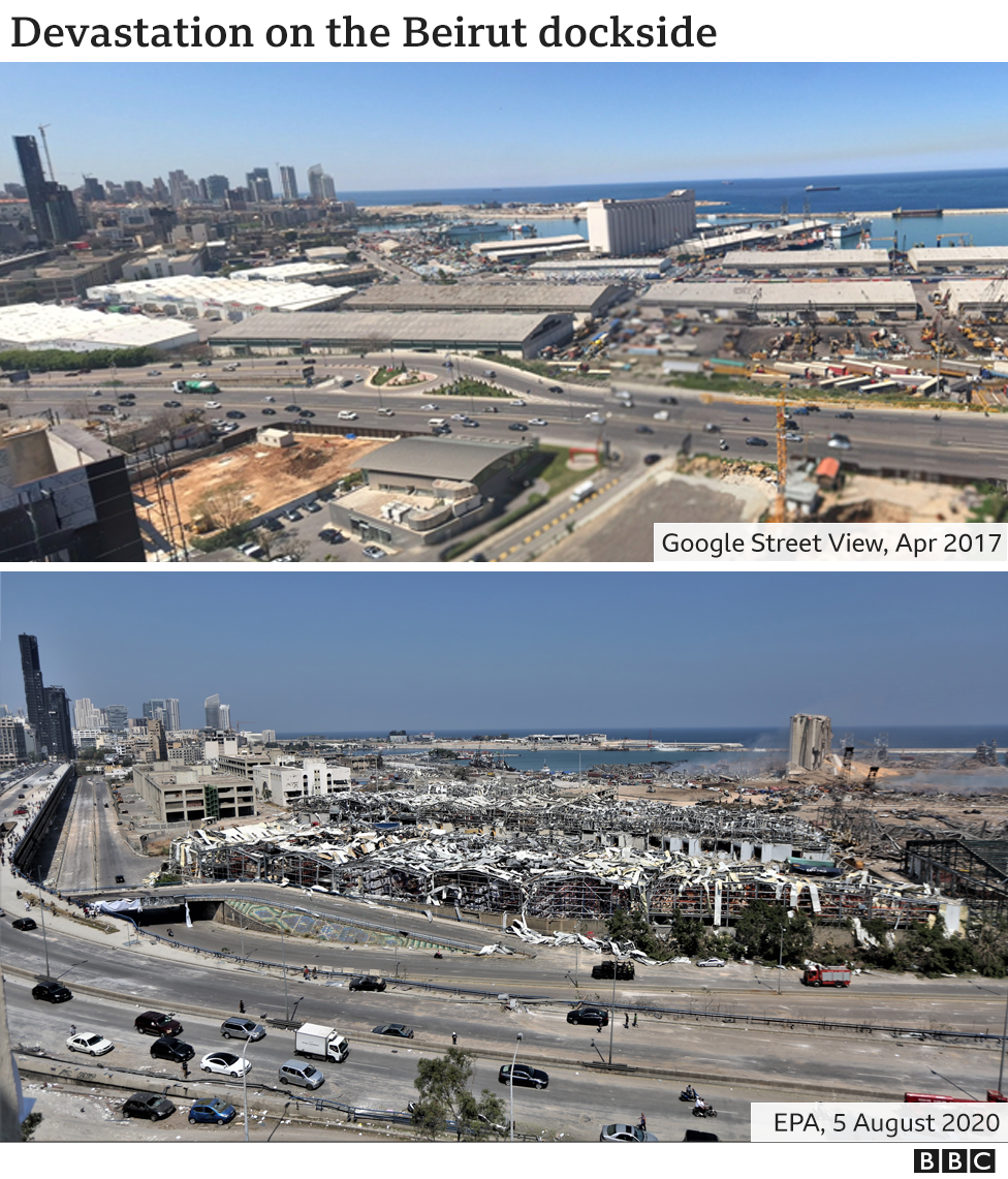 Streetview of port destruction