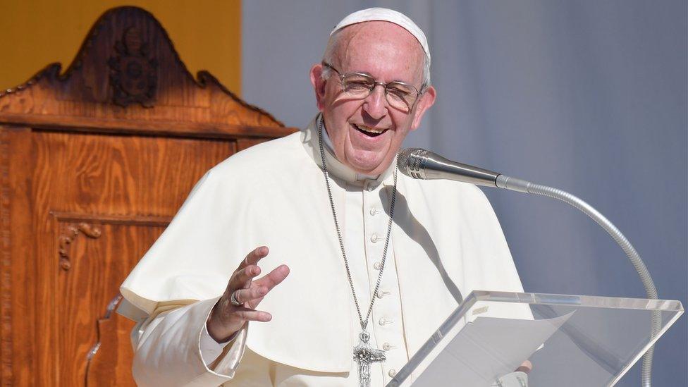 Pope Francis delivers at the Piazza Europa in Piazza Armerina, central Sicily, on 15 September 2018.