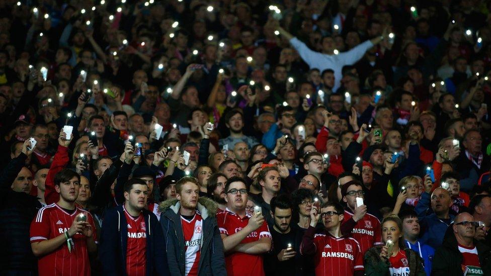 Middlesbrough fans at Old Trafford