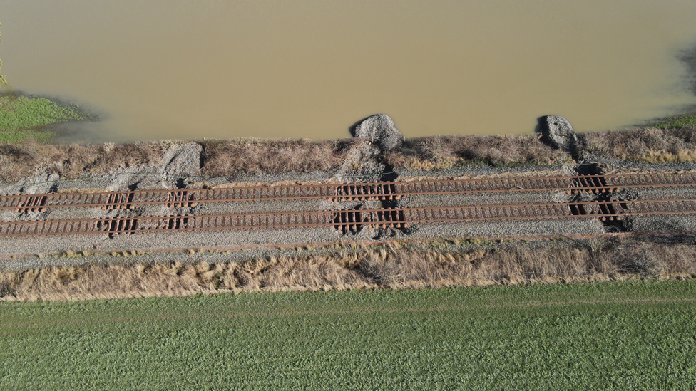 Damaged rail line