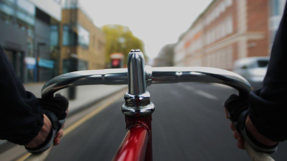 handlebars of bike