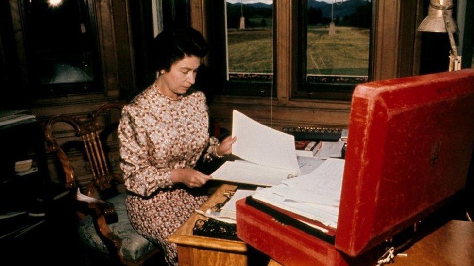 Queen Elizabeth II with her Despatch box