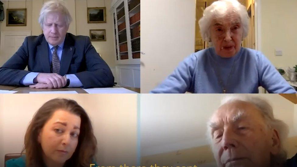 Boris Johnson talks to Holocaust survivor and ex-British soldier