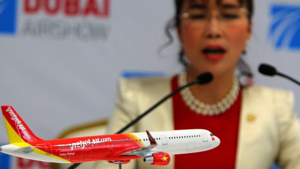 Nguyen Thi Phuong Thao, CEO of Vietnamese airline carrier Vietjet, announces a deal with Airbus to buy 30 single-aisle A321s worth $3.6bn