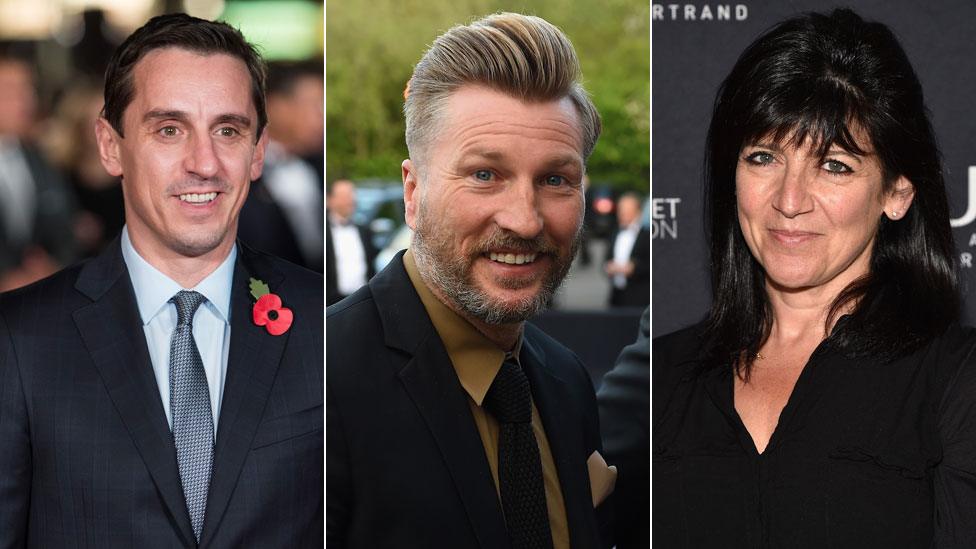 Gary Neville, Robbie Savage and Emma Freud