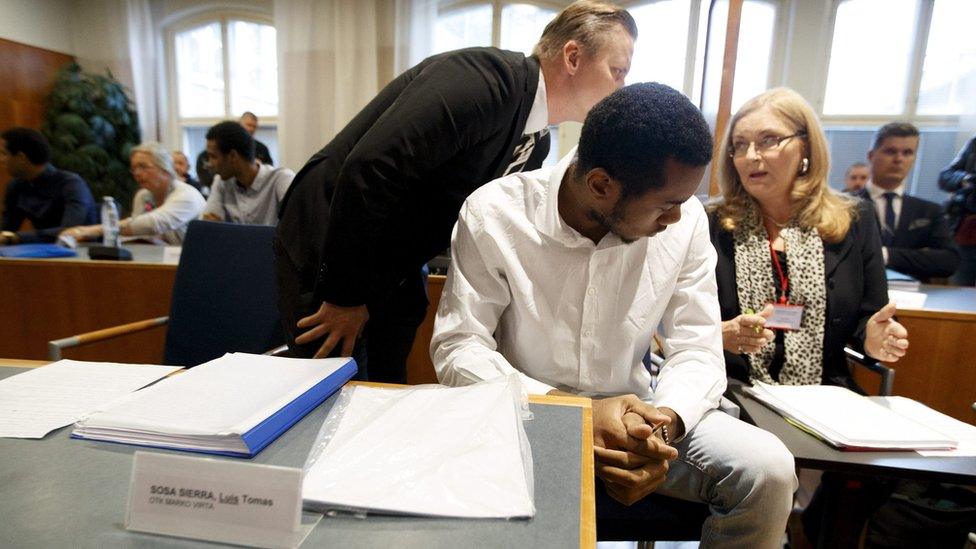 Picture taken on 29 August in court in Tampere of Luis Sosa Sierra