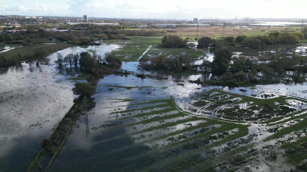 Flooding around River Test