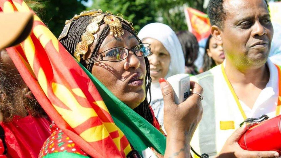 Woman at a protest in Washington DC on 24 May