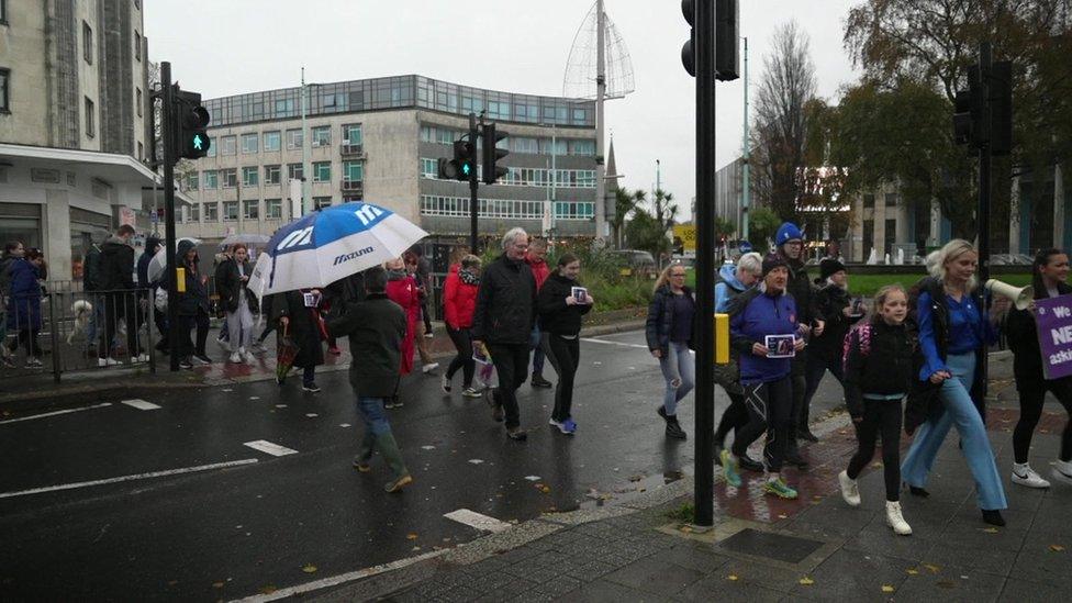 People marching