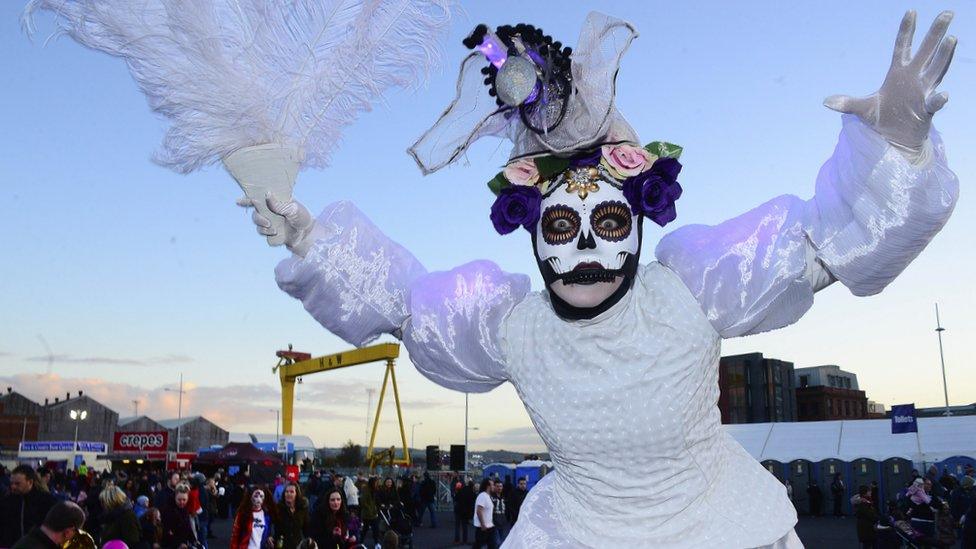 A performer at the Halloween Monster Mash in Belfast