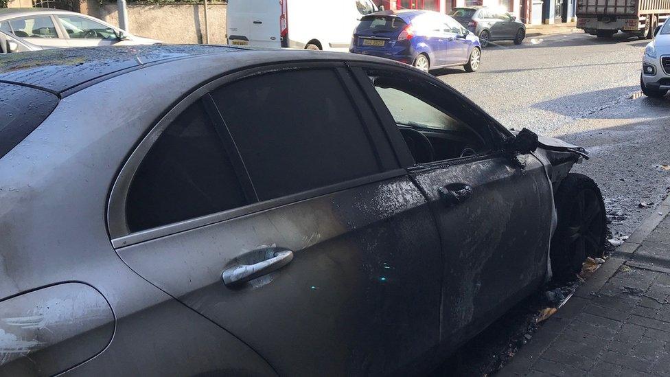 Car which was set on fire