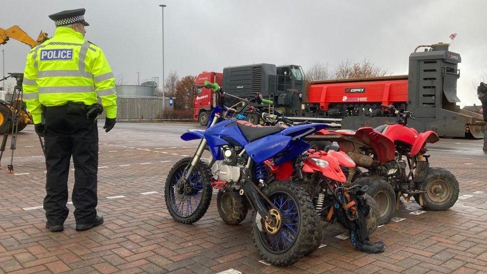 Seized bikes waiting to be crushed