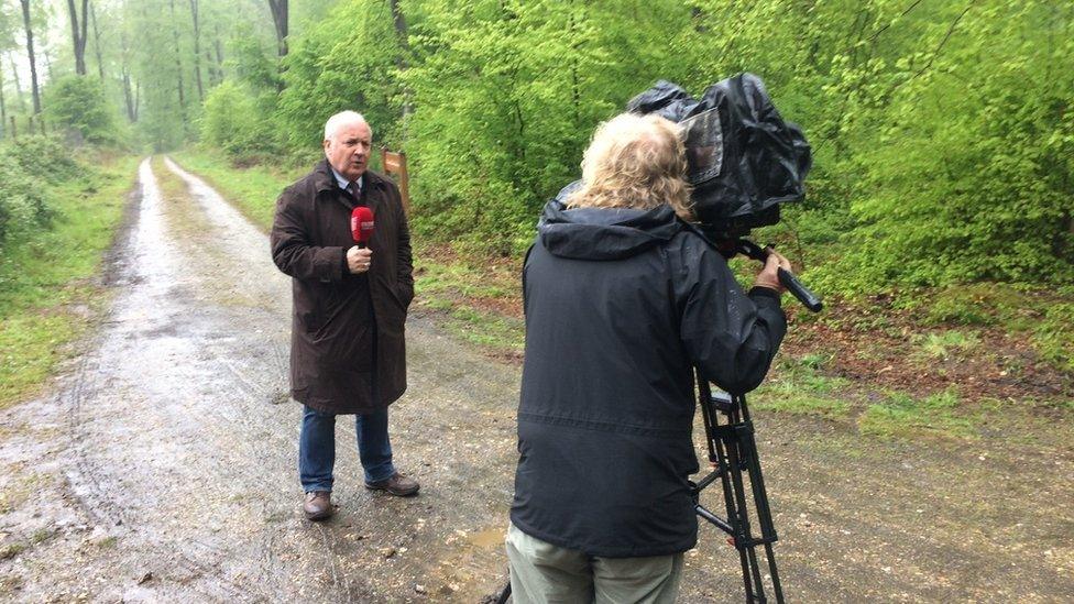 Mervyn Jess at the scene of the search near Rouen, France