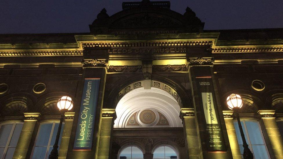 Leeds City Museum has been lit up in yellow as part of Nation Grief Awareness Week