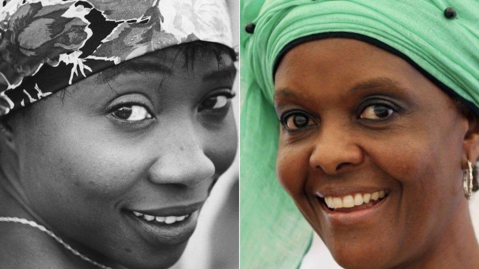 A composite image showing Sally Hayfron, Robert Mugabe's first wife, and his second wife Grace Mugabe