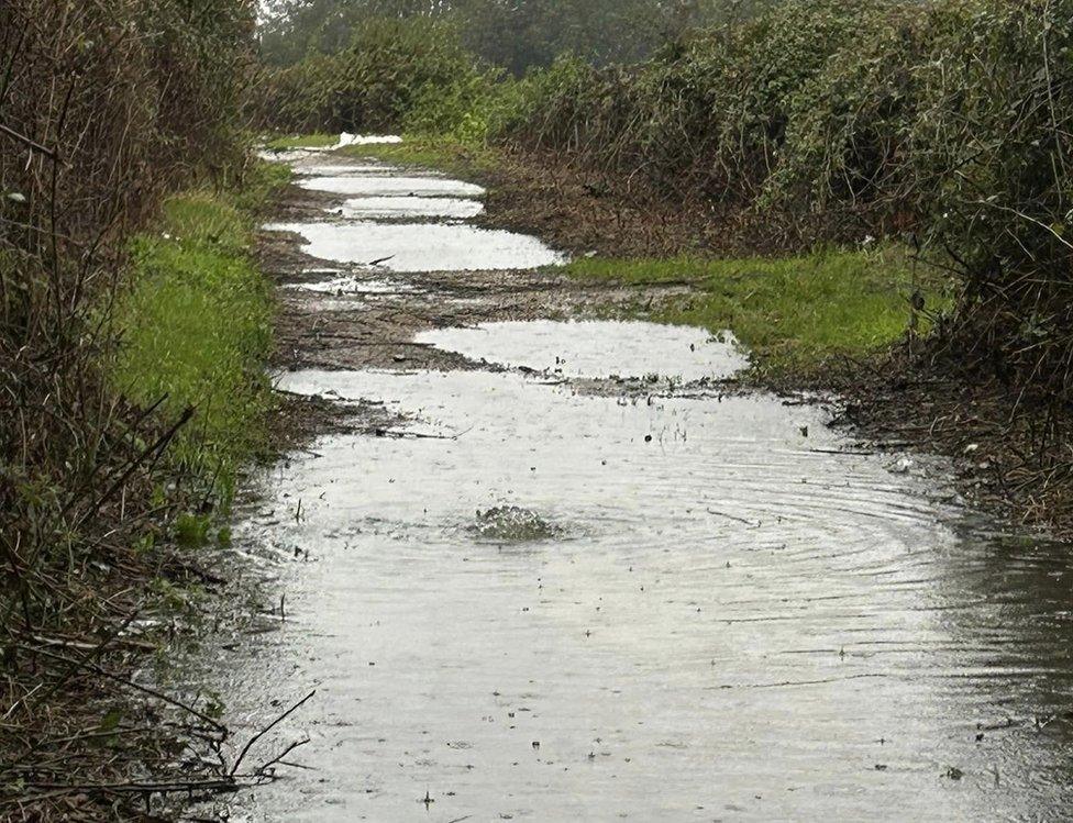 Water on Barkers Lane in March