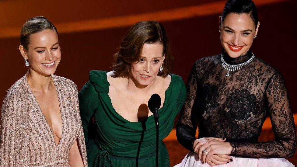 Brie Larson, Sigourney Weaver and Gal Gadot